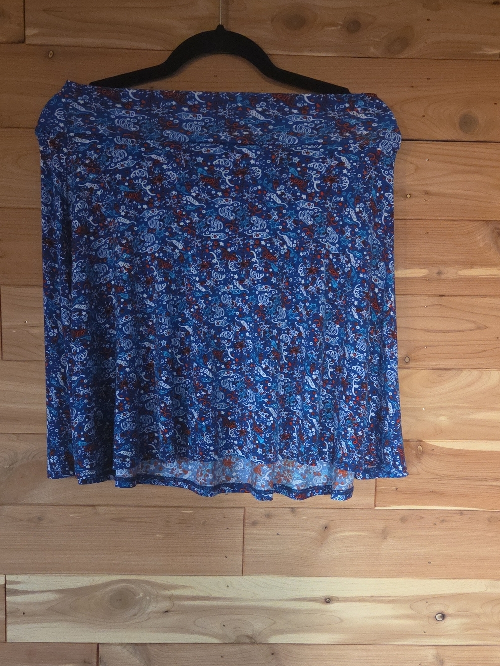 LuLaRoe Blue Floral Circle Skirt with Rust Accents